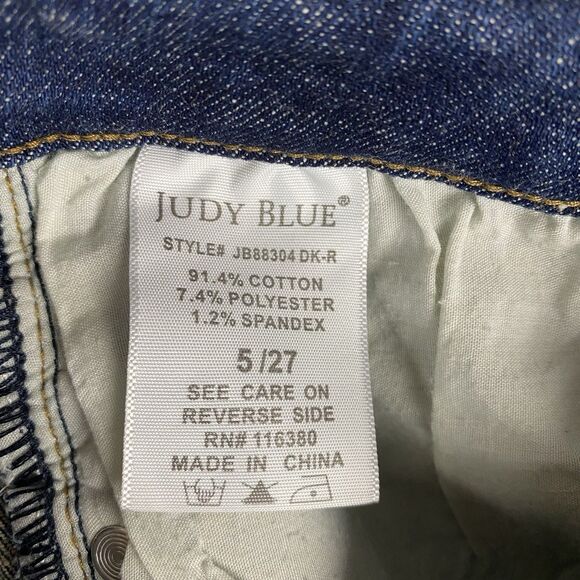 Judy Blue Relaxed Fit Mid Rise‎ Skinny Jeans Distressed Frayed Hem Junior Size 5 - Picture 6 of 6